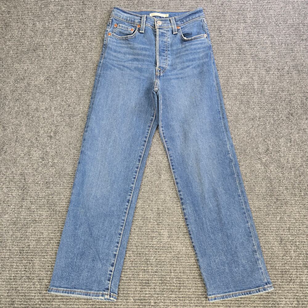 Levi's Ribcage Straight Ankle Jeans Womens 25x27 Blue High Rise Button Fly